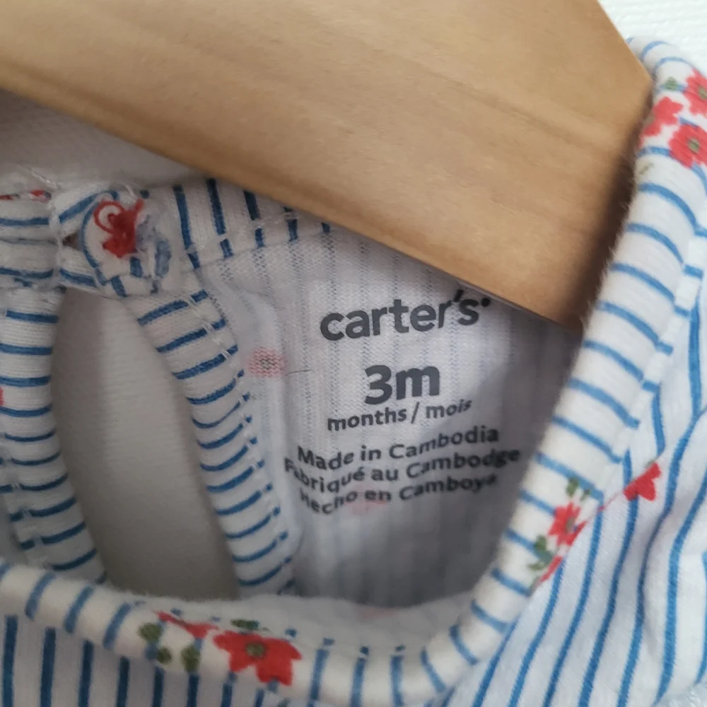Carter's Striped Diaper Cover with Red Floral Accents